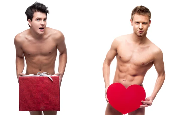 Two funny naked guys — Stock Photo, Image