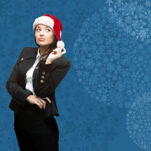 Donna d'affari a Santa hat — Foto Stock