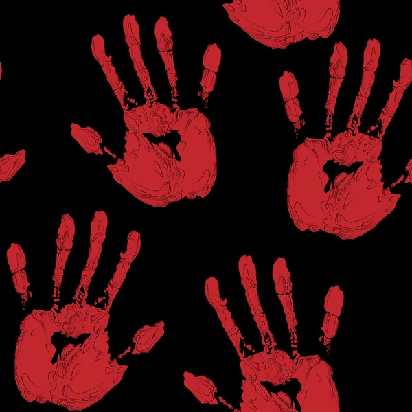 Красные отпечатки рук на черном — стоковый вектор