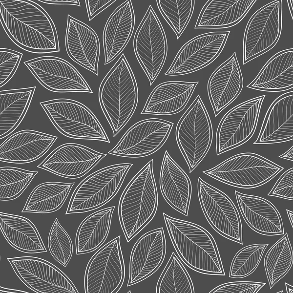 회색 배경에 흰색 잎 — 스톡 벡터