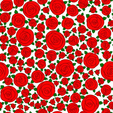 karikatür gül çiçek kırmızı el çekilmiş