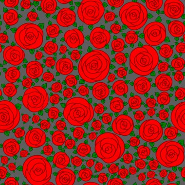 karikatür gül çiçek kırmızı el çekilmiş