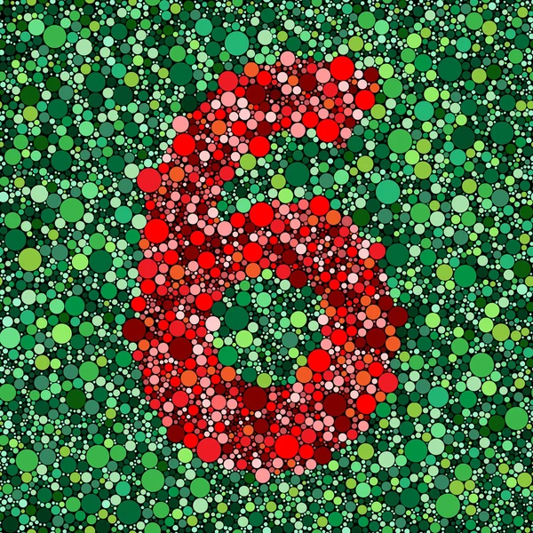 Цифра номер шесть на зеленом фоне — стоковый вектор