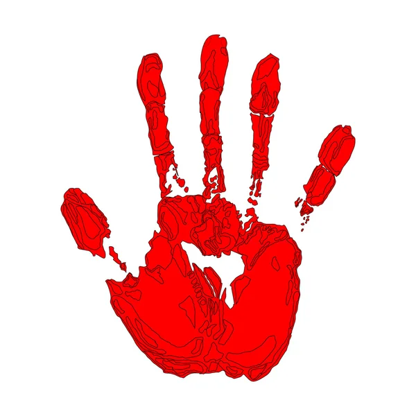 Красный отпечаток руки на белом фоне — стоковый вектор