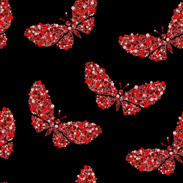 Papillon rouge sur noir — Image vectorielle