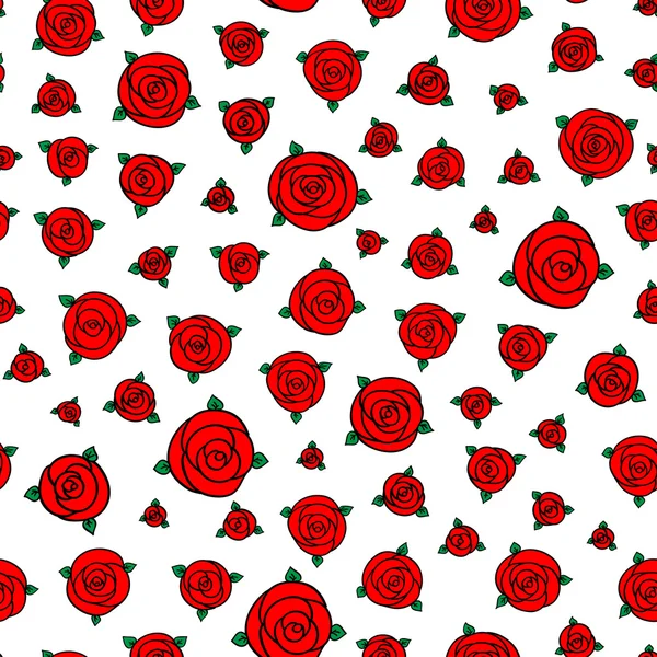 Червона рука намальована мультяшна троянда квіти — стоковий вектор