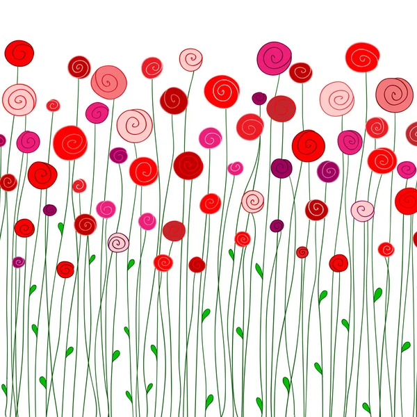 Rouge dessiné à la main fleurs rose dessin animé — Image vectorielle