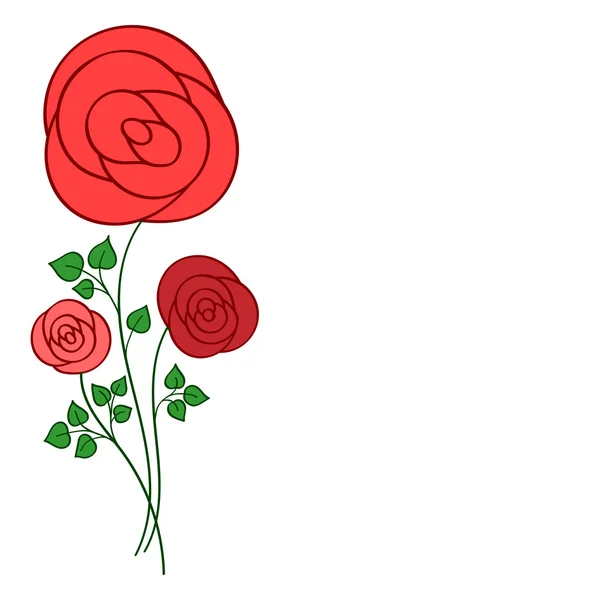 Rosas vermelhas sobre uma ilustração vetorial de fundo branco — Vetor de Stock