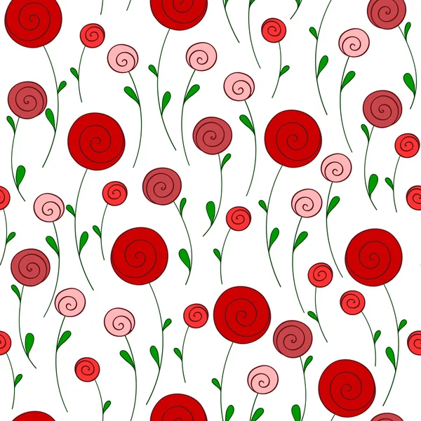 Fleurs rouges rondes stylisées — Image vectorielle
