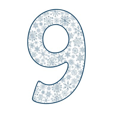 basamaklı sayı dokuz beyaz arka plan üzerinde