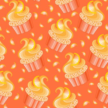 Sevimli vektör turuncu kek