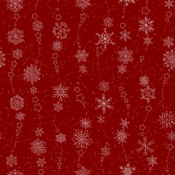 F snöflingor på en röd bakgrund — Stock vektor
