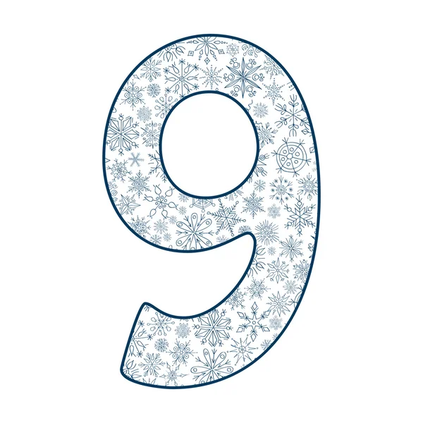 Цифровий номер дев'ять на білому тлі — стоковий вектор