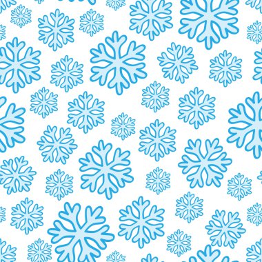 Beyaz arka plan seamless modeli üzerinde mavi kar taneleri