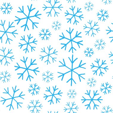 Beyaz arka plan seamless modeli üzerinde mavi kar taneleri