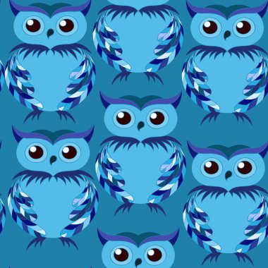 Şirin mavi baykuş seamless modeli