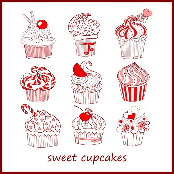 Cupcakes vector conjunto — Vector de stock
