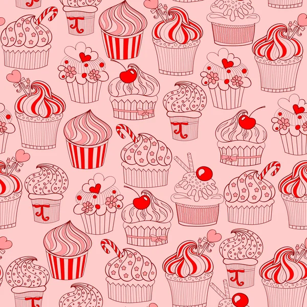 Cupcake motif sans couture — Image vectorielle