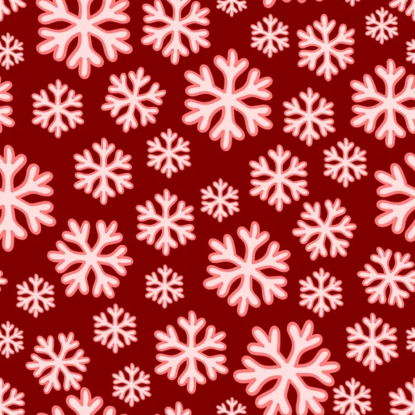 Bezszwowe czerwony tło Boże Narodzenie z płatki śniegu — Wektor stockowy