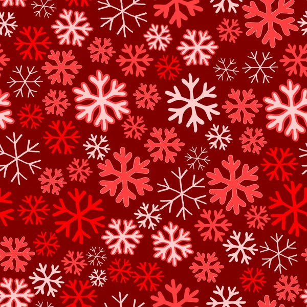 Seamless abstract red Christmas background with snowflakes — Stock Vector