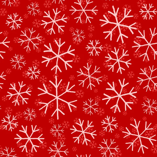 Naadloze abstracte rode Kerstmis achtergrond met sneeuwvlokken — Stockvector