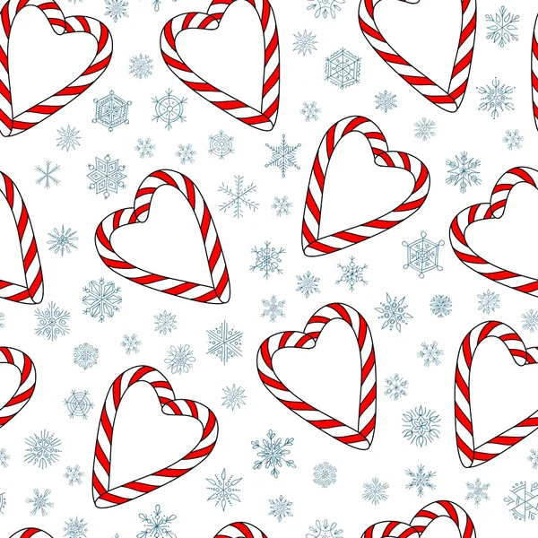 Motif sans couture vectoriel avec des bonbons de Noël sur fond blanc — Image vectorielle