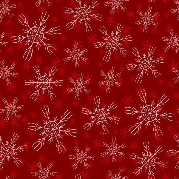 Fondo de Navidad abstracto sin costuras rojo con copos de nieve — Vector de stock