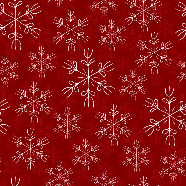 Seamless abstract red Christmas background with snowflakes — Stock Vector