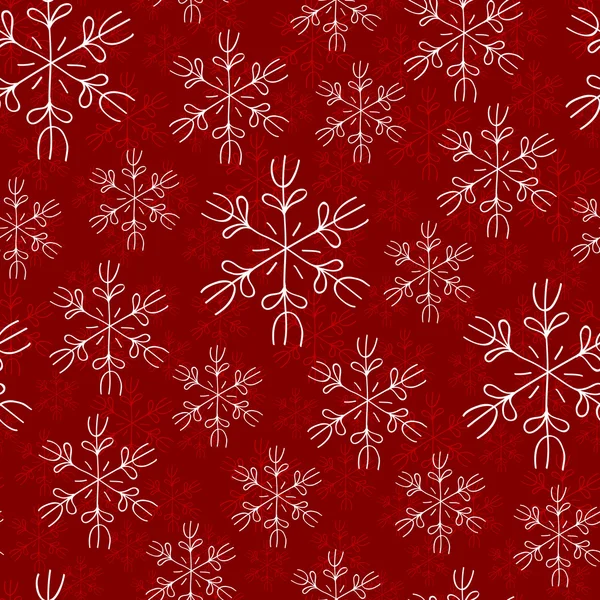 Fondo de Navidad abstracto sin costuras rojo con copos de nieve — Vector de stock
