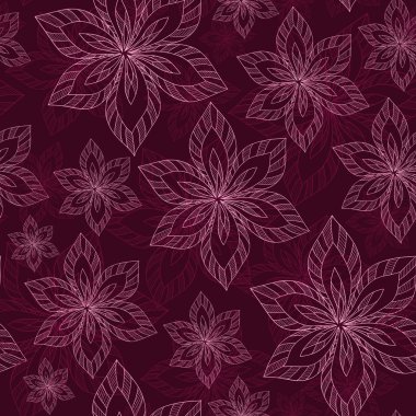 mor bir arka plan üzerinde beyaz büyük çiçekler sorunsuz abstrac vektör