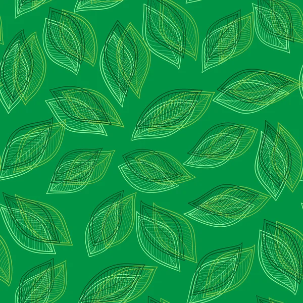 Hojas verdes sobre un vector de fondo verde mano abstracta sin costuras — Vector de stock