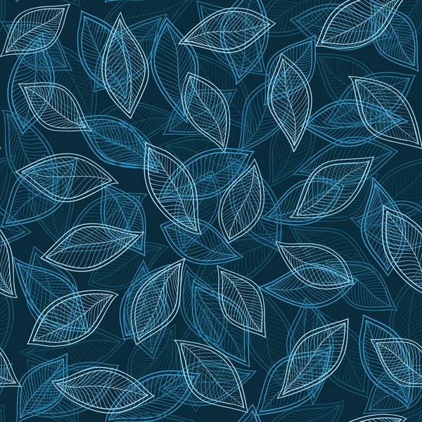 Vita blad på en blå bakgrund vektor sömlös abstrakt hand- — Stock vektor