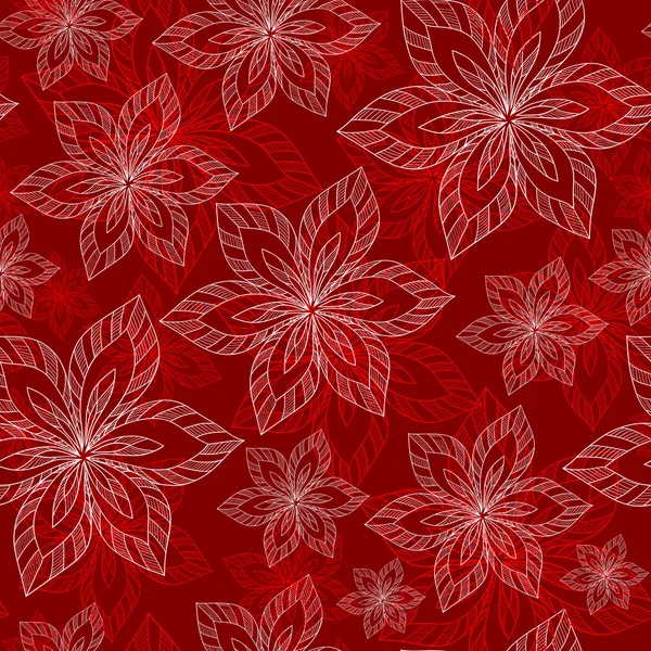 Grandes fleurs blanches et rouges sur un fond rouge vecteur sans couture ab — Image vectorielle