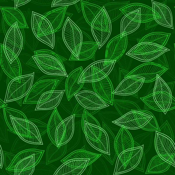 Hojas verdes sobre un vector de fondo verde mano abstracta sin costuras — Archivo Imágenes Vectoriales