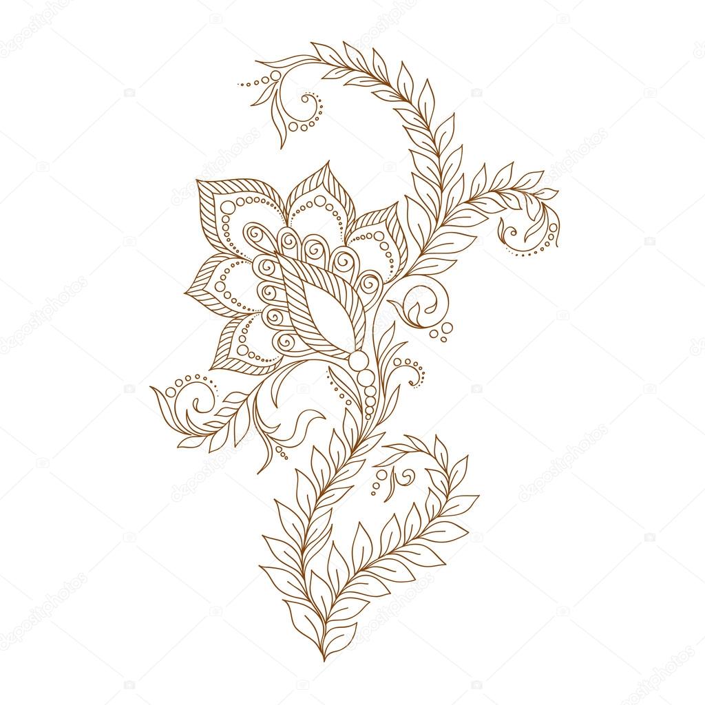Vector abstract floral elements in indian mehendy style.