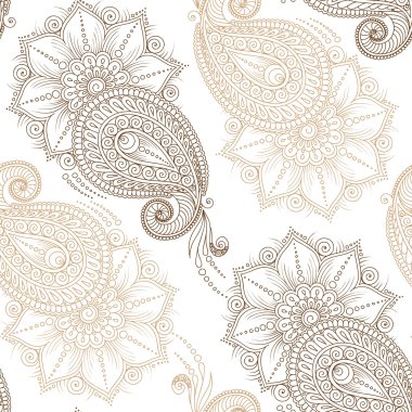 Henna Mehendy Doodles Seamless Pattern on a white background clipart