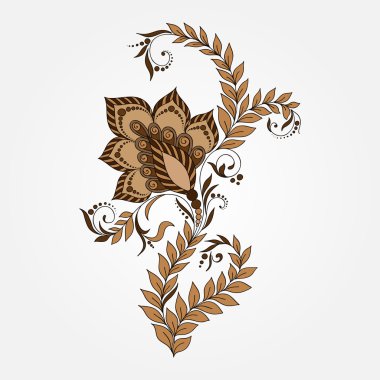 Vektör soyut çiçek öğeleri Hint mehendy tarzı. kına f