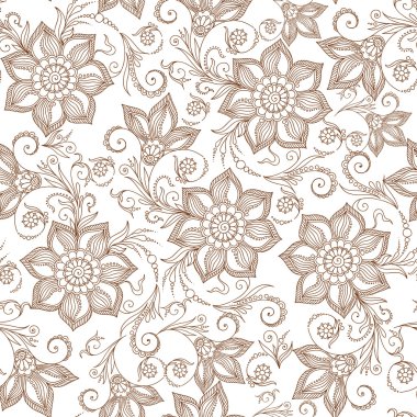 Kına Mehendi dövme Doodles Dikişsiz desen bir beyaz