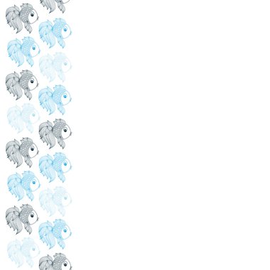 Beyaz zemin üzerine mavi balık Dikişsiz desen vektör