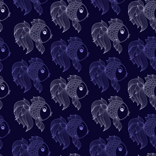 Motif sans couture avec des poissons sur fond violet — Image vectorielle