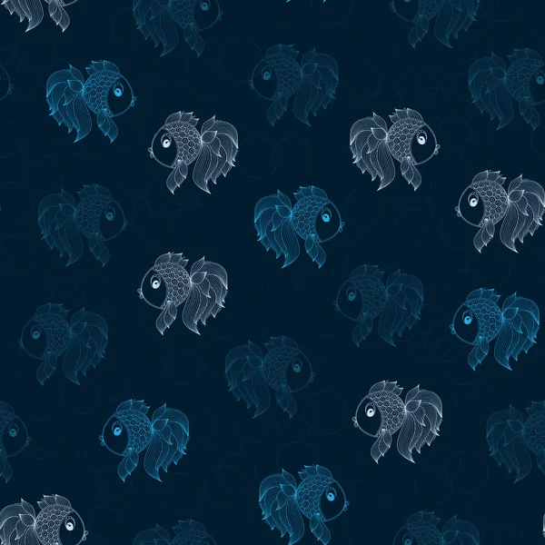 Modèle sans couture avec des poissons sur fond bleu — Image vectorielle
