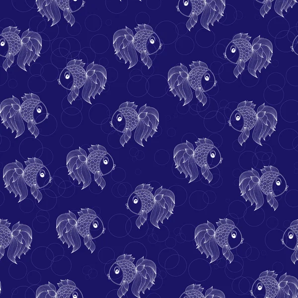 Motif sans couture avec des poissons sur fond violet — Image vectorielle