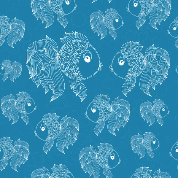 Modèle sans couture avec des poissons sur fond bleu — Image vectorielle