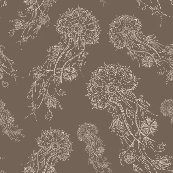 Hand drawn jellyfish. Vector illustration. Henna Mehendi Tattoo Stock Illustration