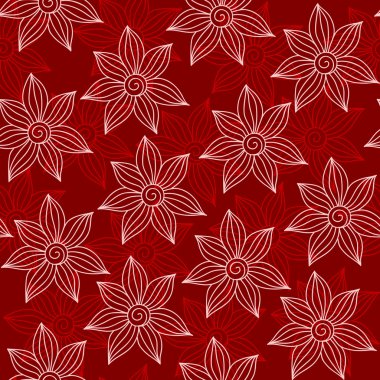 Henna Mehendy Tattoo Seamless Pattern on a red background clipart