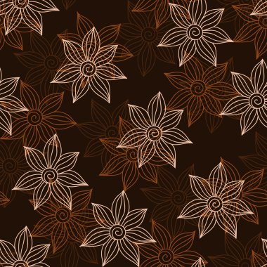 Kahverengi bir arka plan üzerine kına Mehendytattoo Seamless Modeli