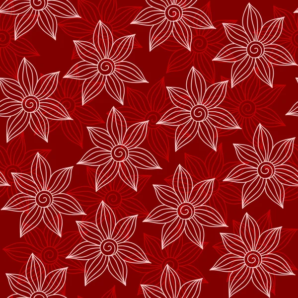 Henna mehendy tätowiertes nahtloses Muster auf rotem Hintergrund — Stockvektor