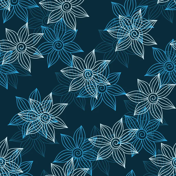 Henna Mehendytattoo sömlösa mönster på en blå bakgrund — Stock vektor