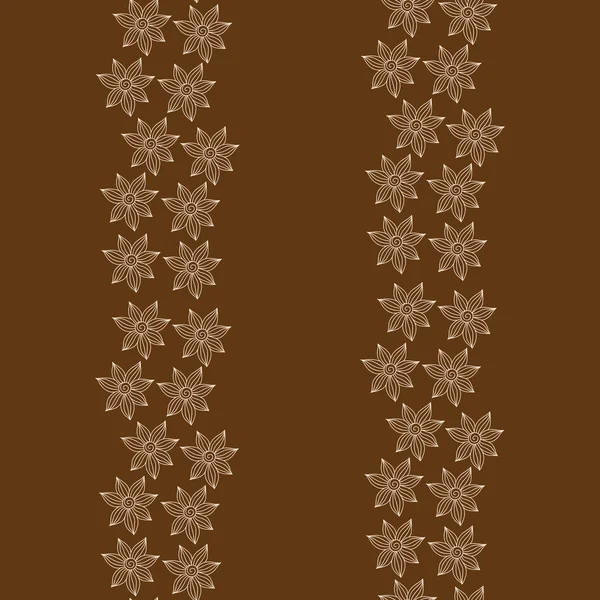 Henna MehendyTattoo Безшовный узор на коричневом фоне — стоковый вектор