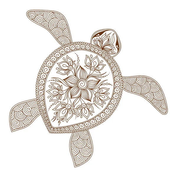 Decorative graphic turtle, tattoo style, tribal totem animal, ve — 스톡 벡터